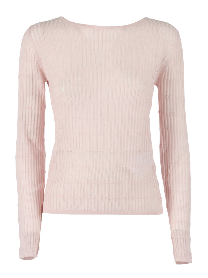 SWEATER Pink Silk Wool Crewneck