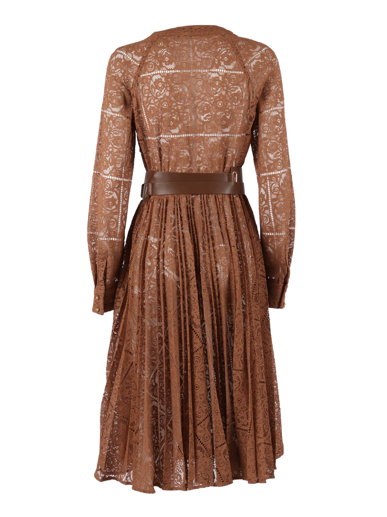 Dress Brown Polyester Midi