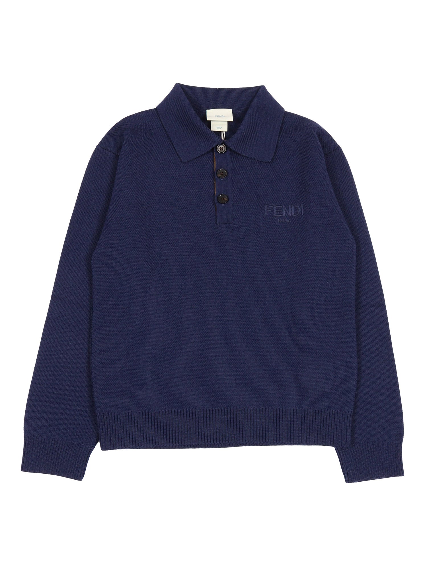 Wool Knit Polo Grey Virgin Ribbon Polyester Shirt
