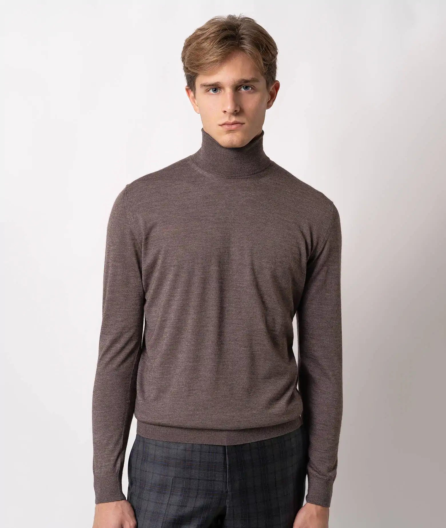 Turtleneck Cashmire And Silk Sweater Salisburgo Lightblue High Turtle Neck