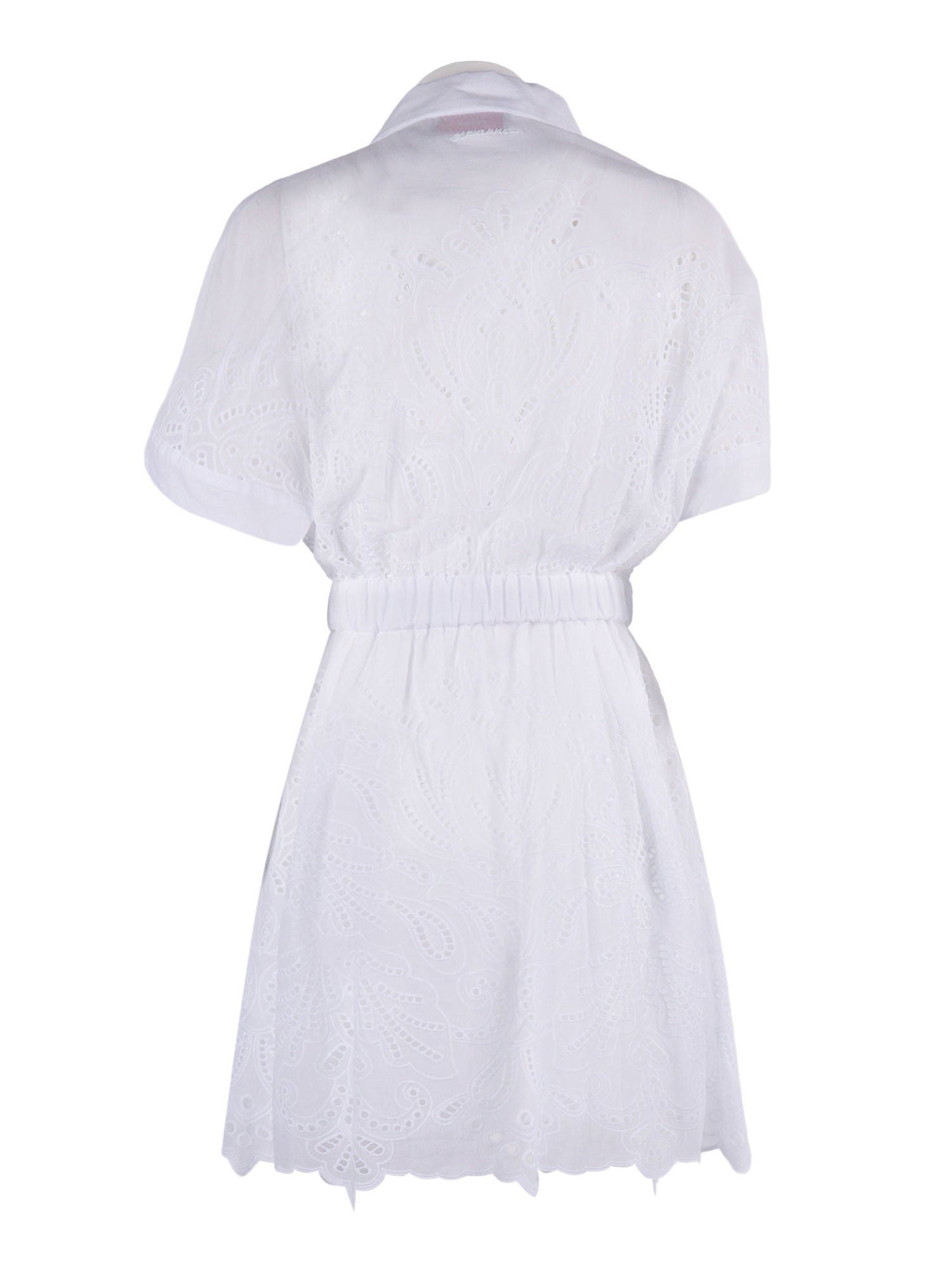 Dress White Cotton Embroidery Polyester