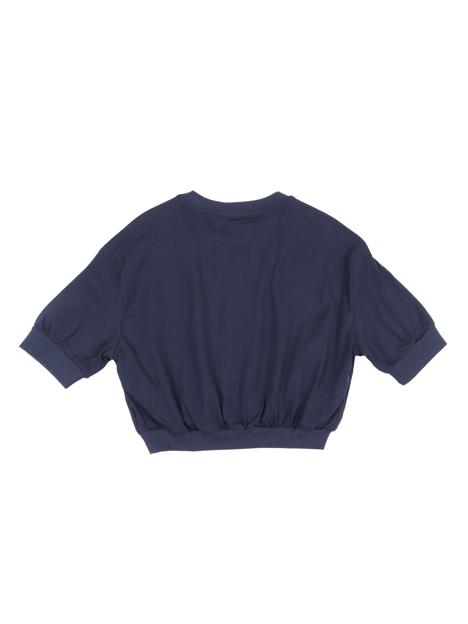 CROPPED JERSEY T-SHIRT GIRL Blue Cotton Short Sleeves