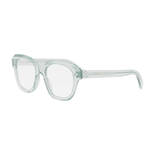 Celine Eyeglasses Square Full Rim, Shiny Transparent Lime Frame And Clear Demo Lens Cl50124i093 One Color Sunglasses