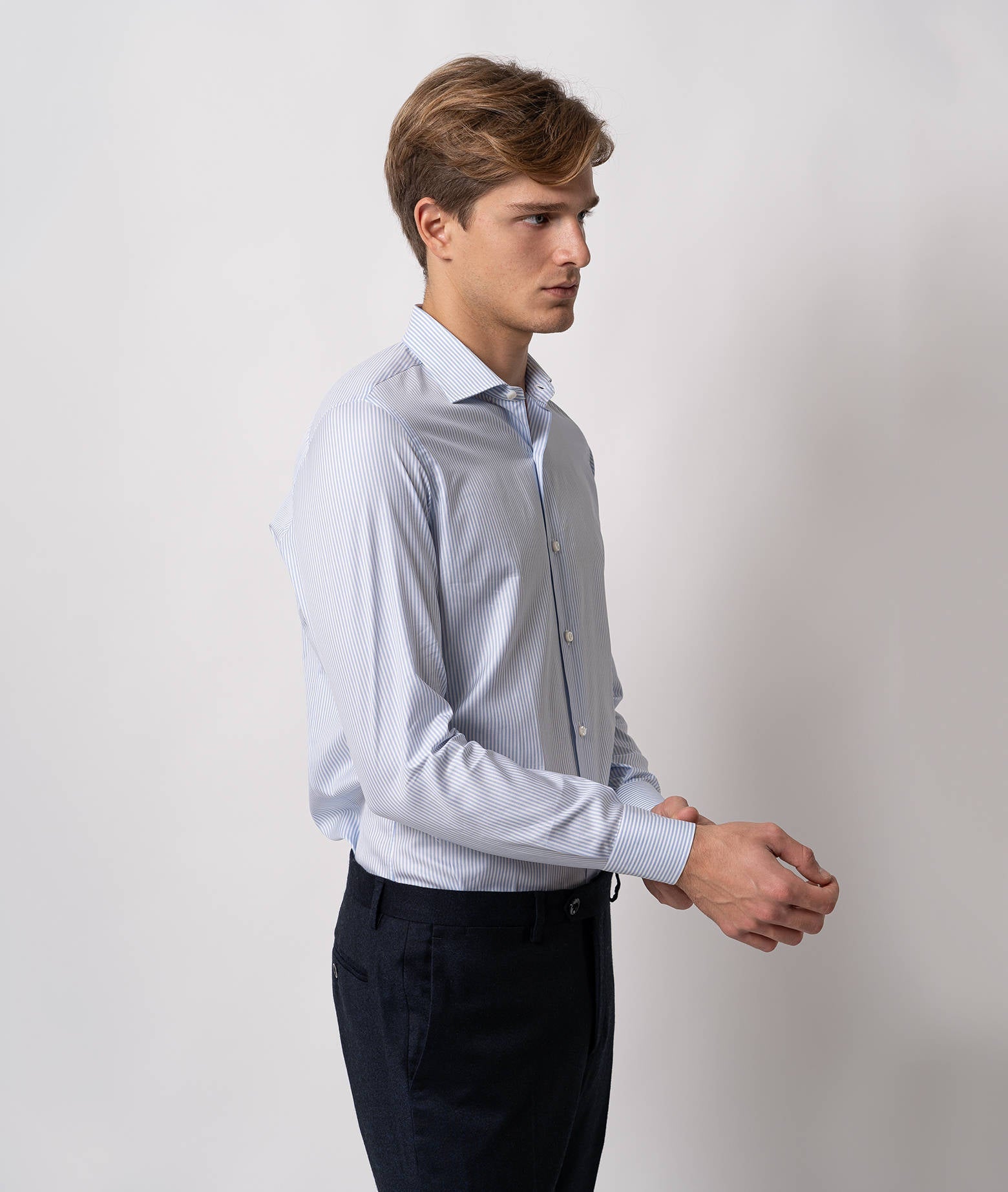 Tailored Cotton Shirt Times Lightblue Hand Made
