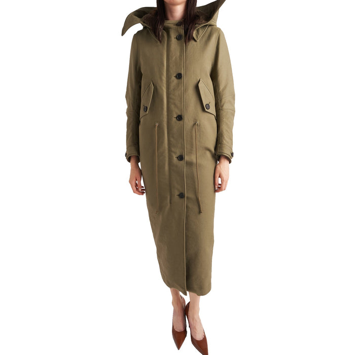 Long Parka Coat Green Polyamide