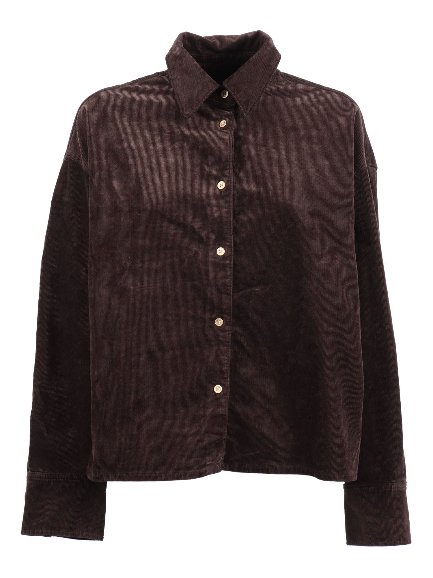 NINA CROPPED SHIRT Corduroy Coffee Bean Brown