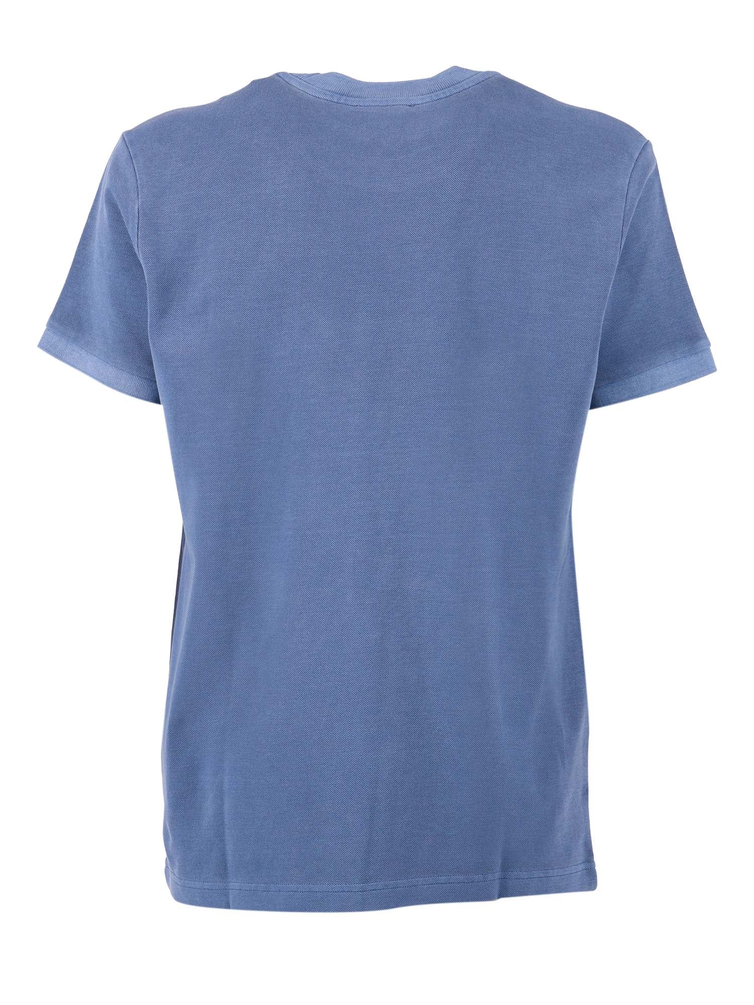 FAY PIQUET TINTO FROSTED T-SHIRT Blue Cotton Short Sleeves