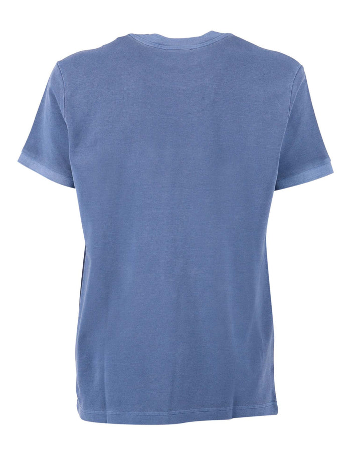 FAY PIQUET TINTO FROSTED T-SHIRT Blue Cotton Short Sleeves