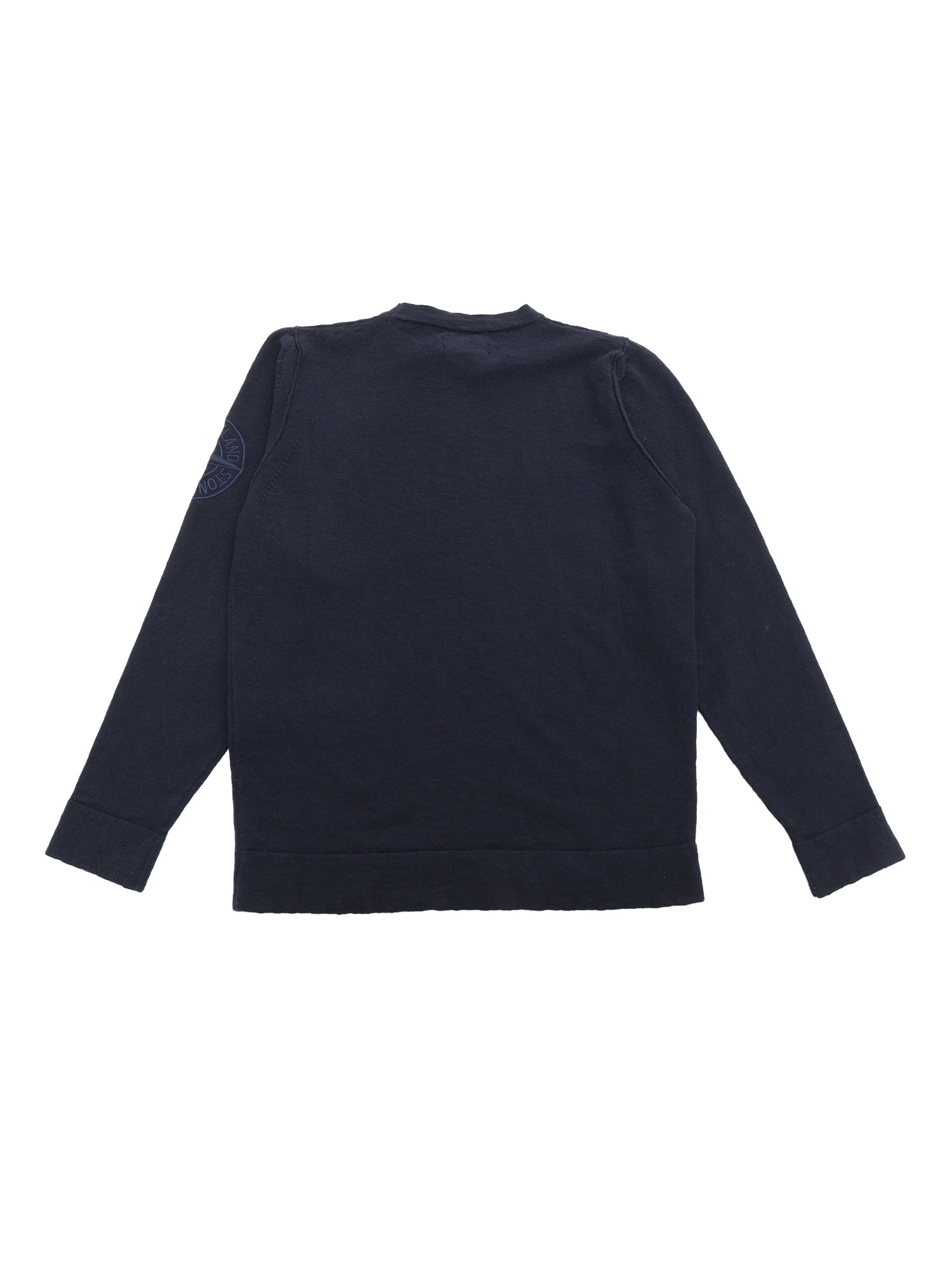 Blue sweater with logo Cotton Polyamide Crewneck