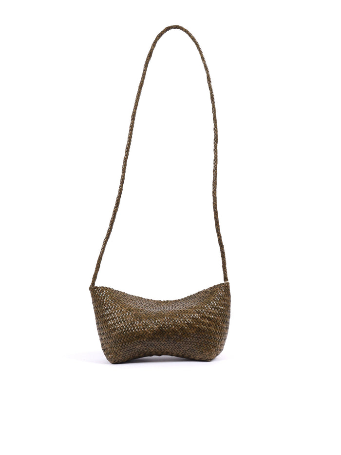 CORSINA DIAGONAL WEAVE Green Calf Leather Shoulder Bag
