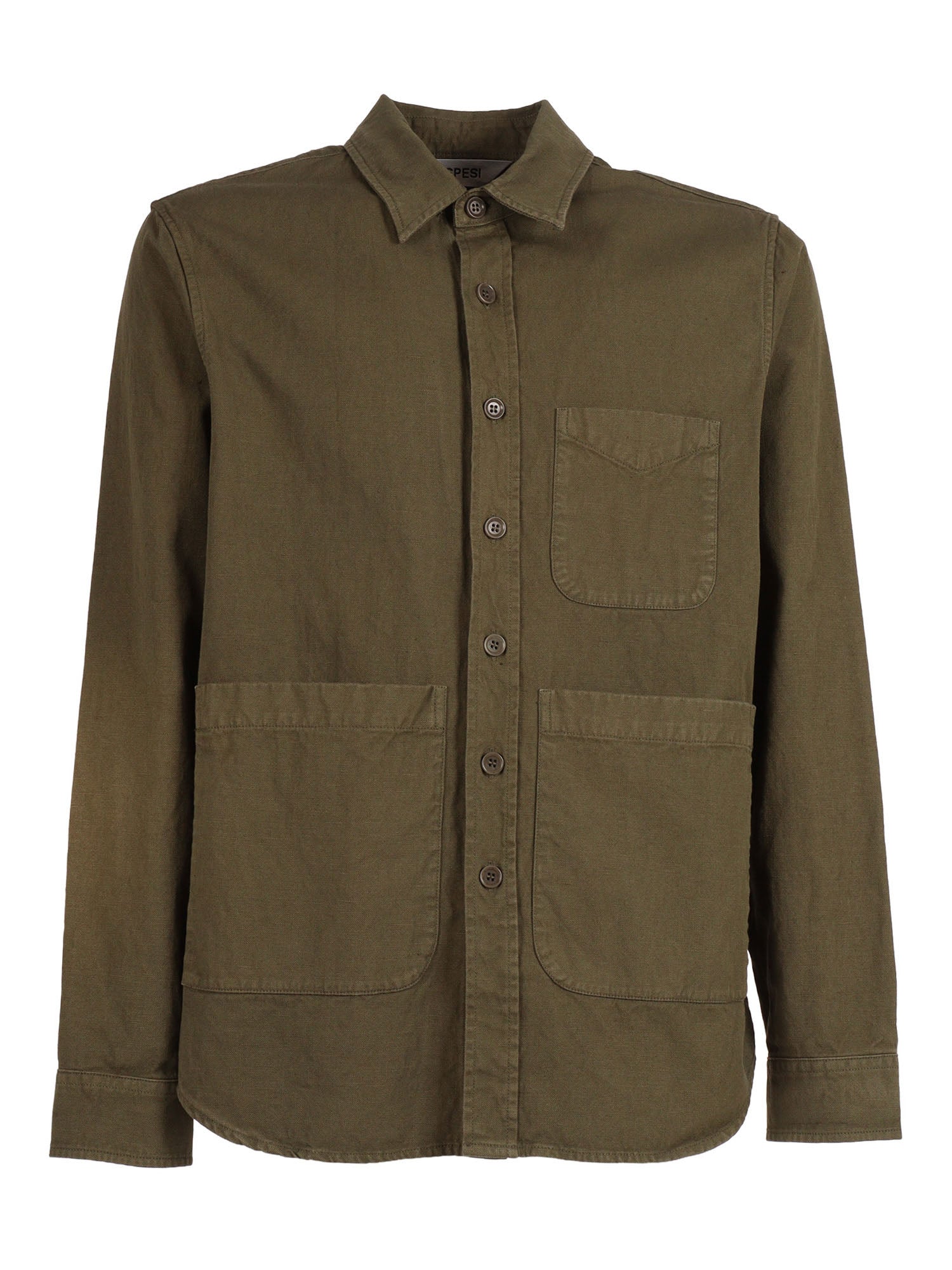 MAN SHIRT Green Cotton Linen