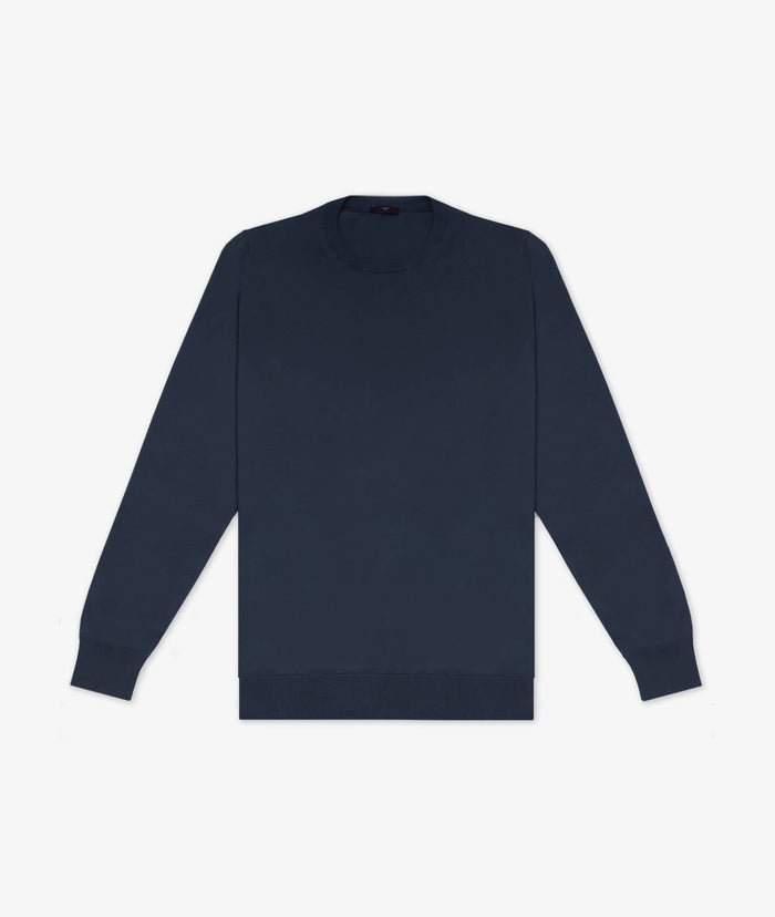 Silk And Cotton Crew Neck Cap Martin Navy Basic Light Kintwear
