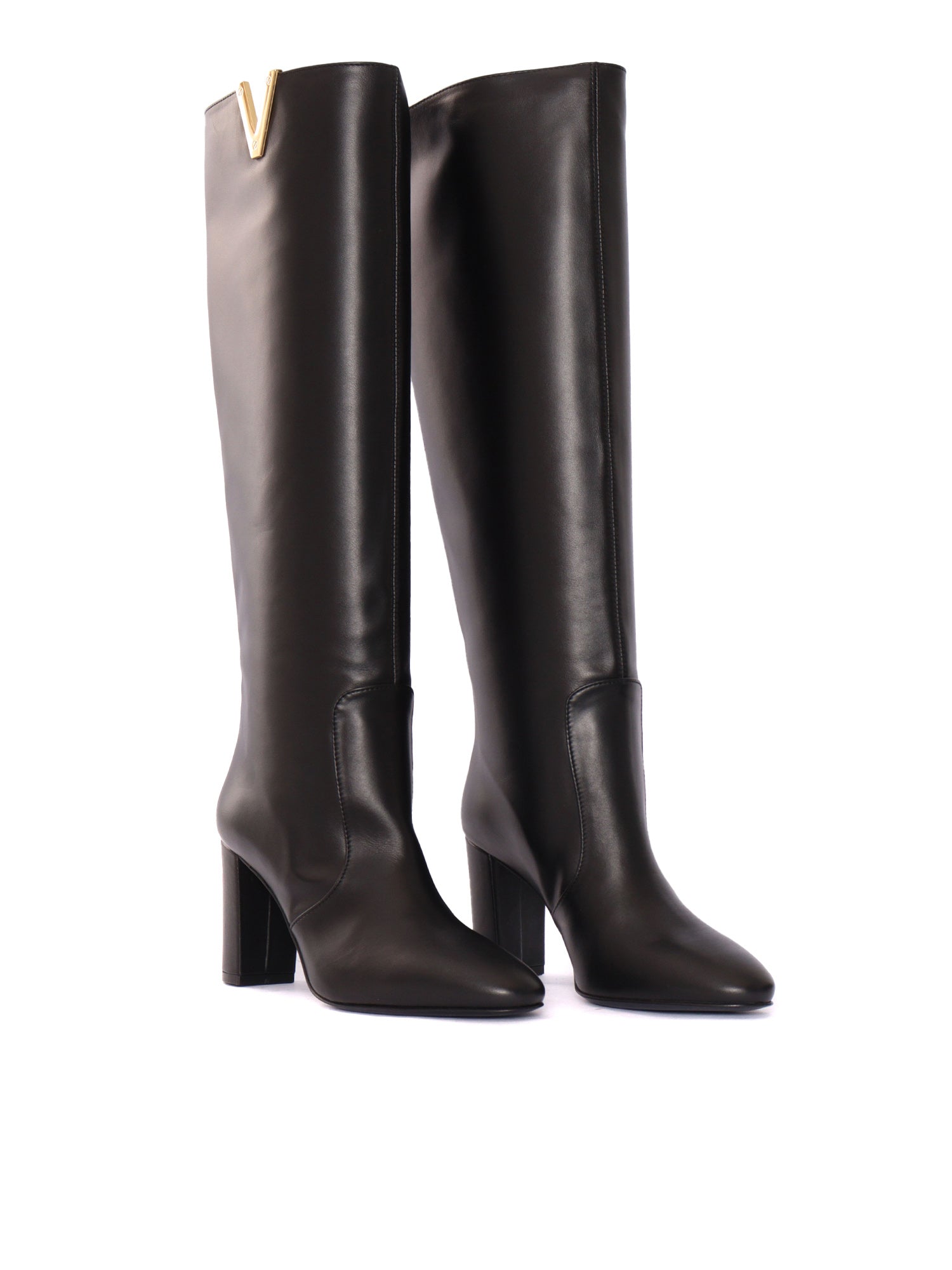 770 V Boots Black Leather Sole Rubber