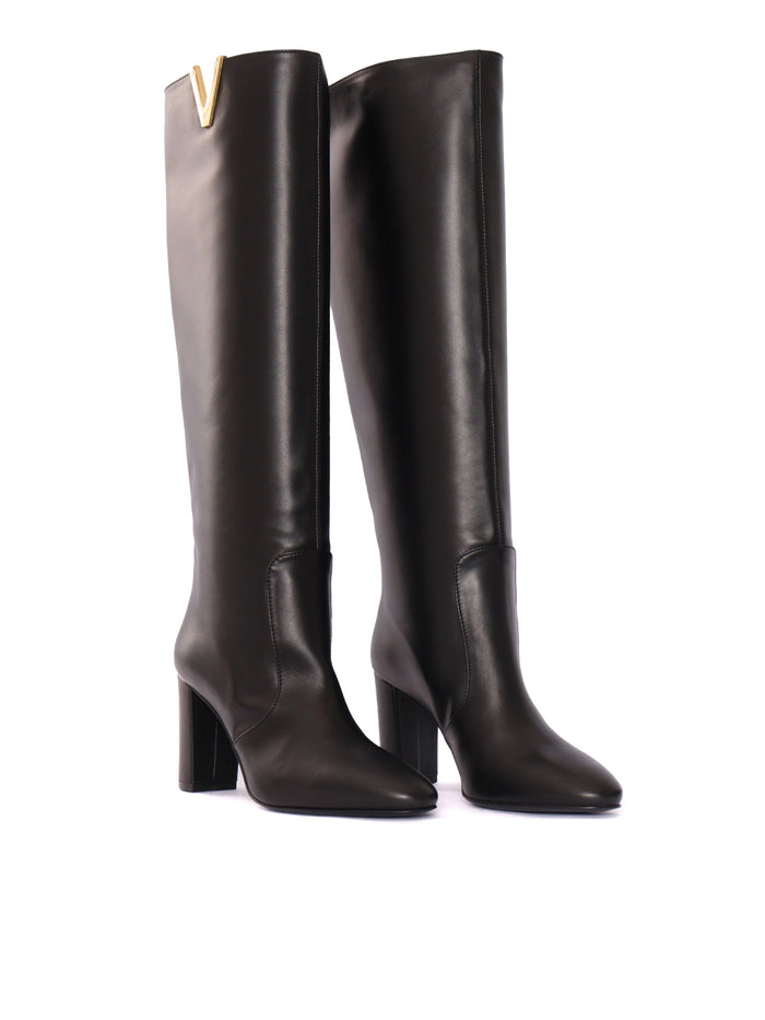 770 V Boots Black Leather Sole Rubber