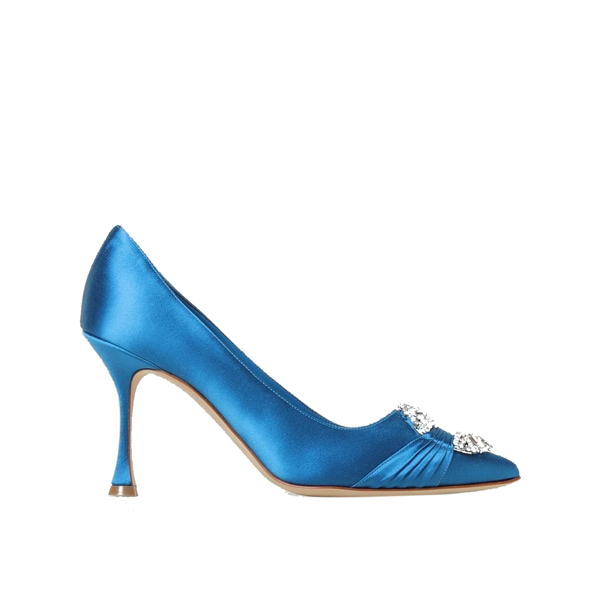Maida 090 Satin Pumps Blue Silk
