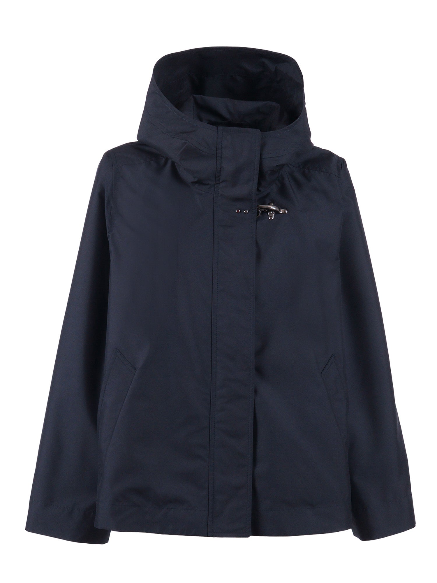 HOODED SHORT PARKA COAT Blue Polyester