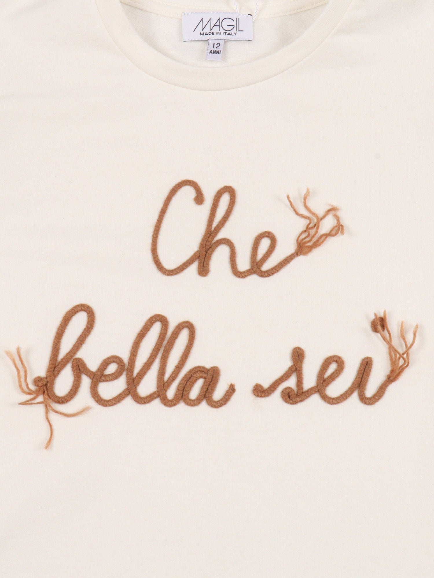 Che Bella Sei Embroidered Sweater Beige Crewneck
