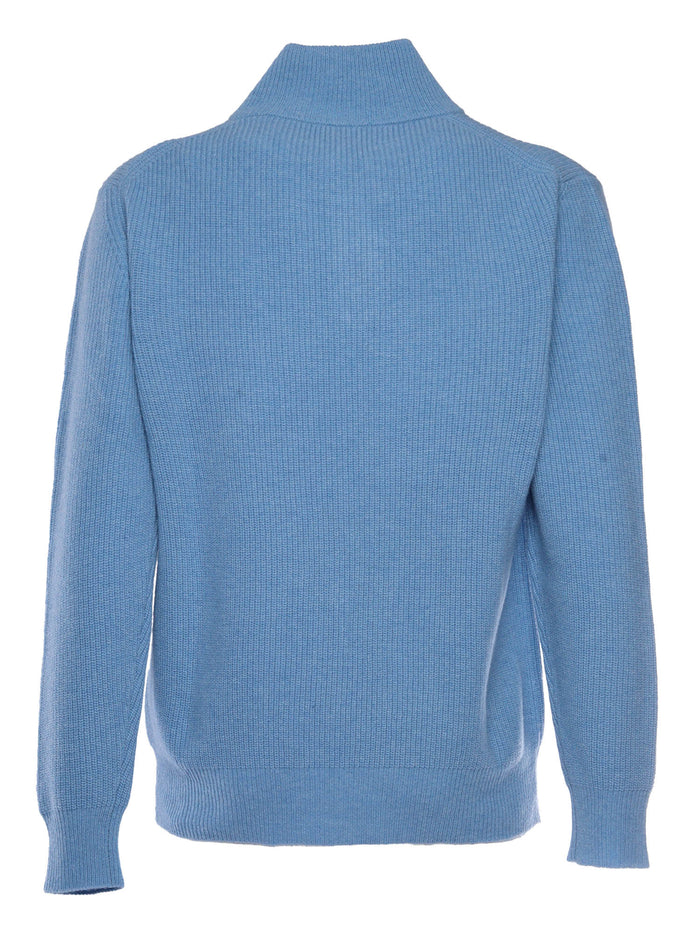 Half zip pullover Light Blue Wool Crewneck