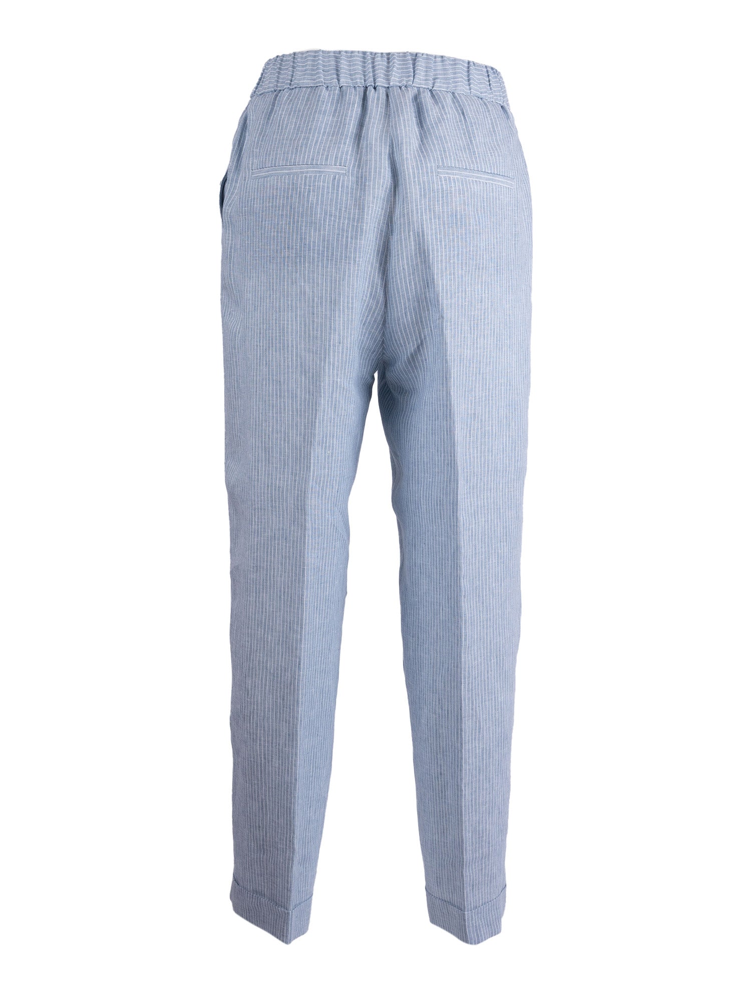 WOMAN TROUSERS Light Blue Linen Fabric 2 Acetate Cupro Pant