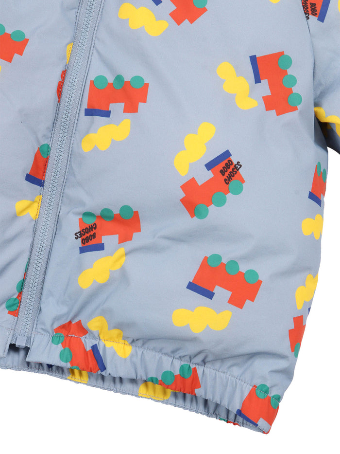 Bobo Choo All Over Anorak Light Blue Recycled Polyamide Heavy Jacket