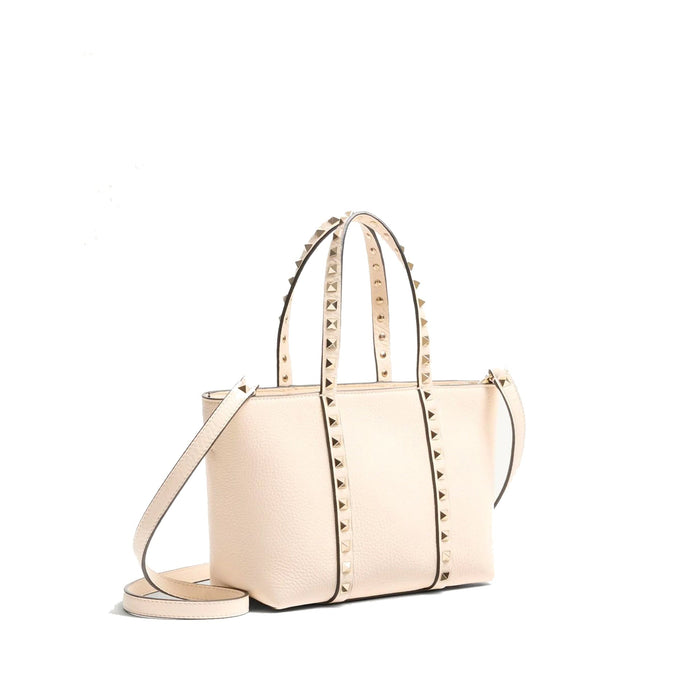 Garavani Small Tote Bag Beige Calf Leather