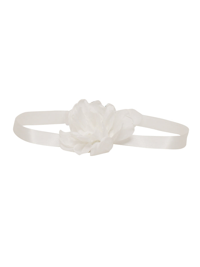 BELT WITH TAFFETA FLOWER White