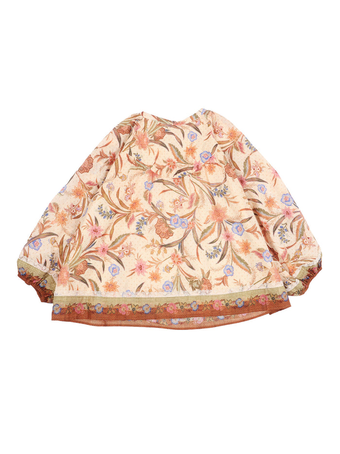 Indra Kids Trim Contrast Top Beige Cotton