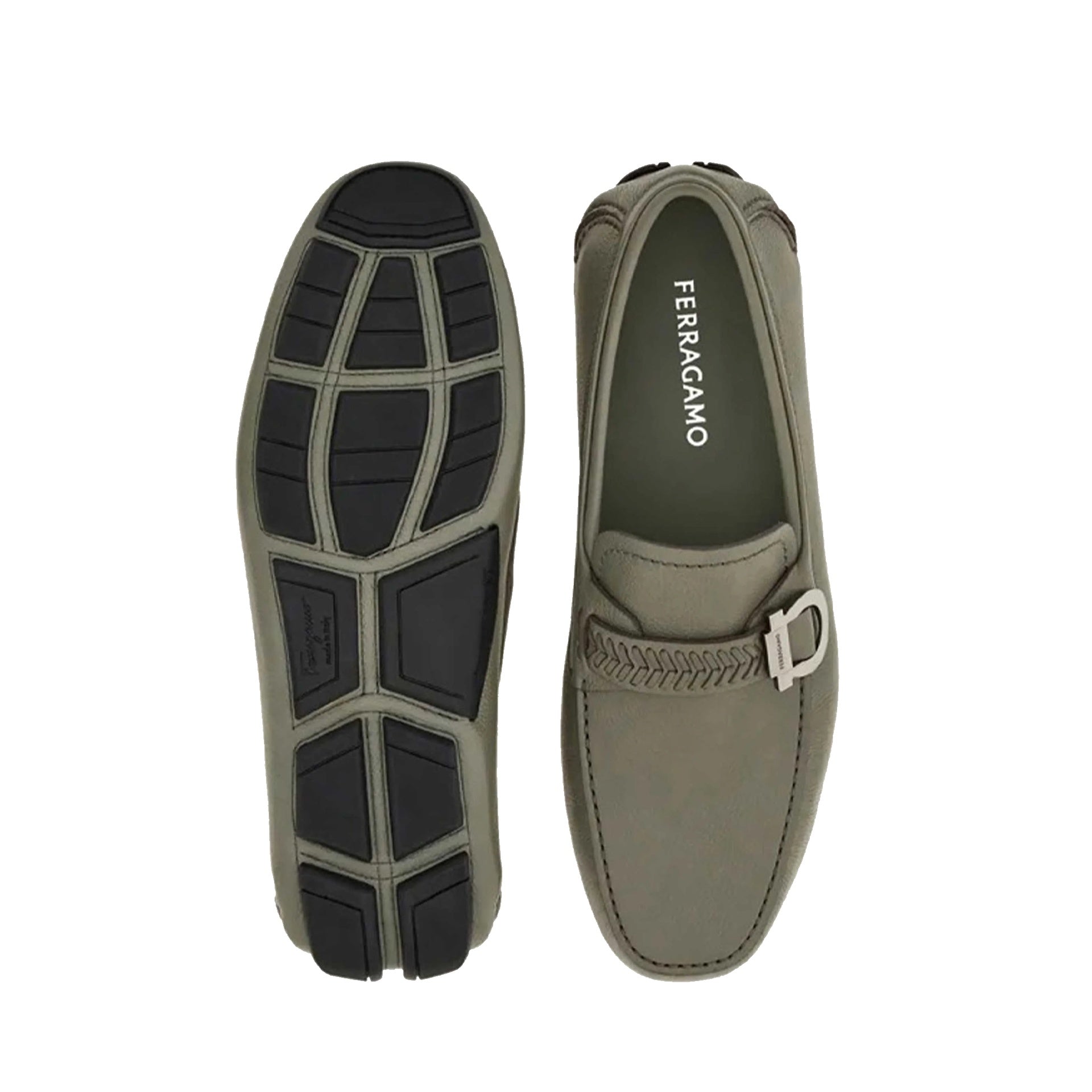 Salvatore Ferragamo Calipso Leather Loafers Gray Calf