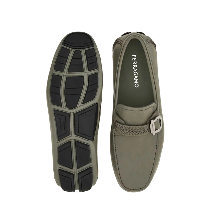 Salvatore Ferragamo Calipso Leather Loafers Gray Calf
