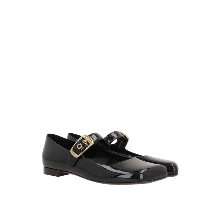 Chloè Mary-Jane Polly Ballerina Flats Black Calf Leather