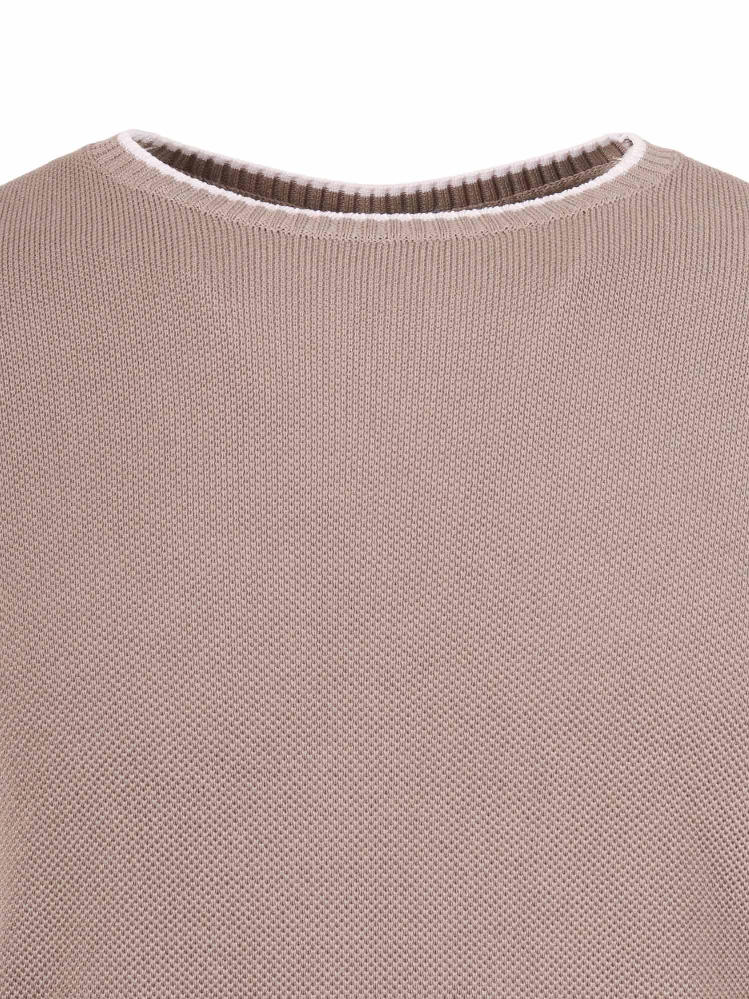 Crew-Neck L-S Knitted Sweater Man Beige Cotton Crewneck