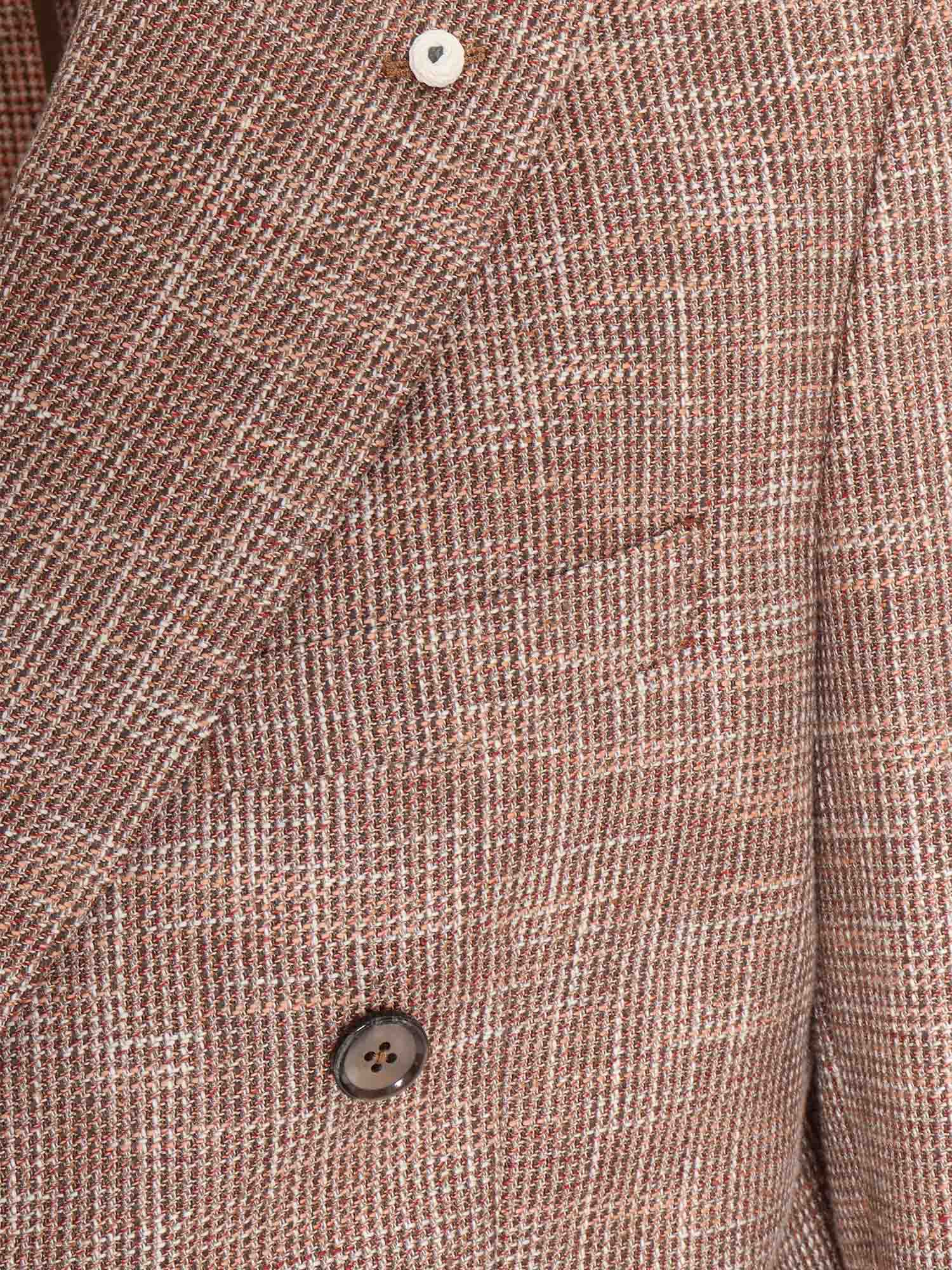 Jacket Brown Cotton Linen Virgin Wool Single Breasted