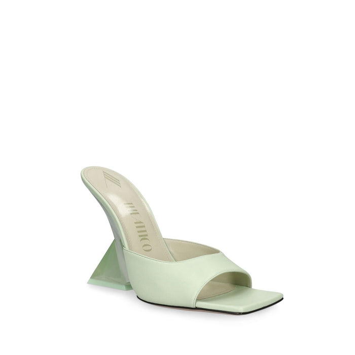 The Attico Cheope 105 Leather Sandals Green Calf