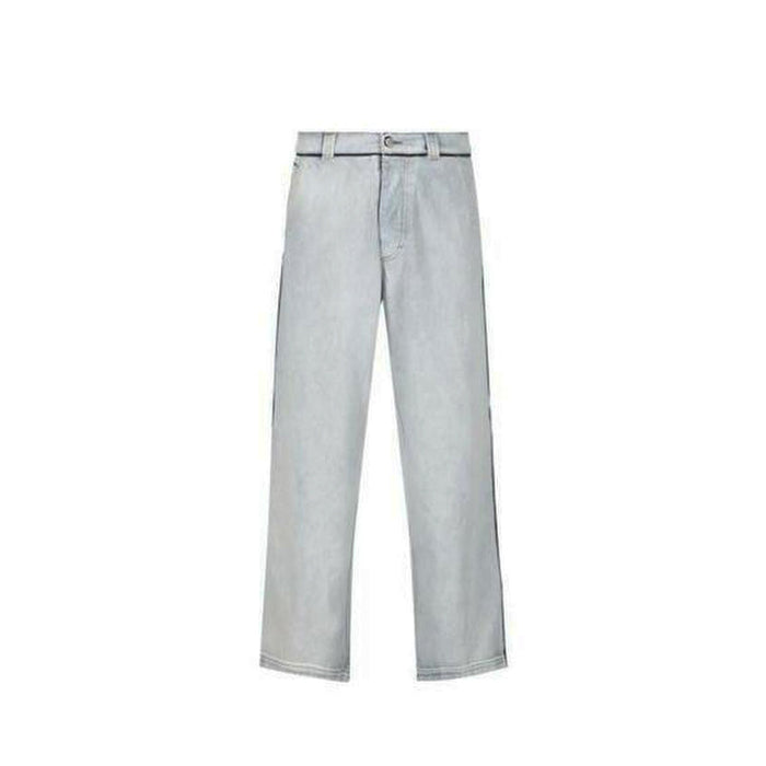 Wide Leg Denim Jeans Blue Cotton