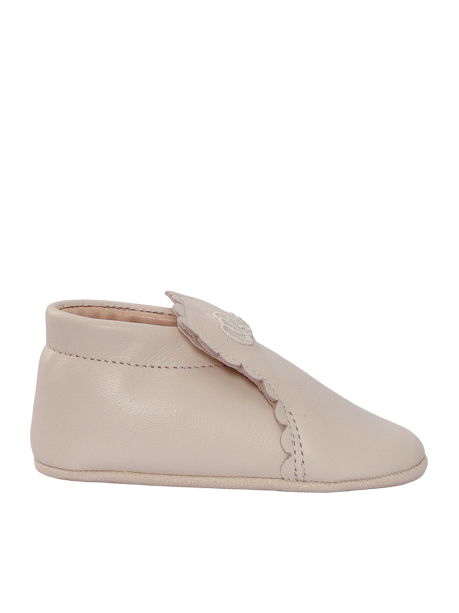 LEATHER SLIPPERS White Polyester Flat Shoes