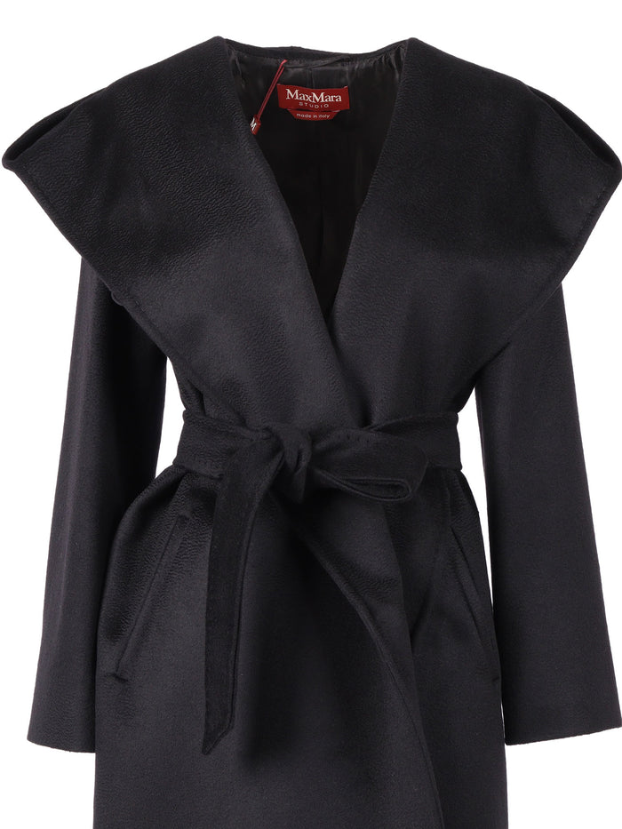 Coat Black Virgin Wool Lining Viscose