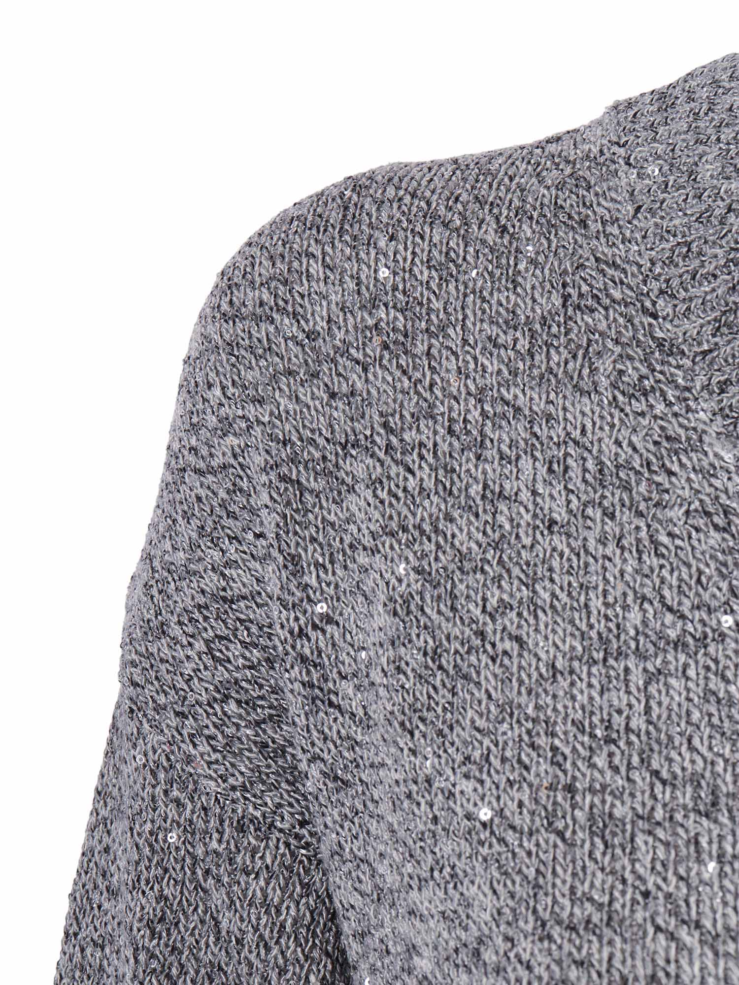 Sequined Sweater With Elbow-Length Sleeves Grey Crewneck