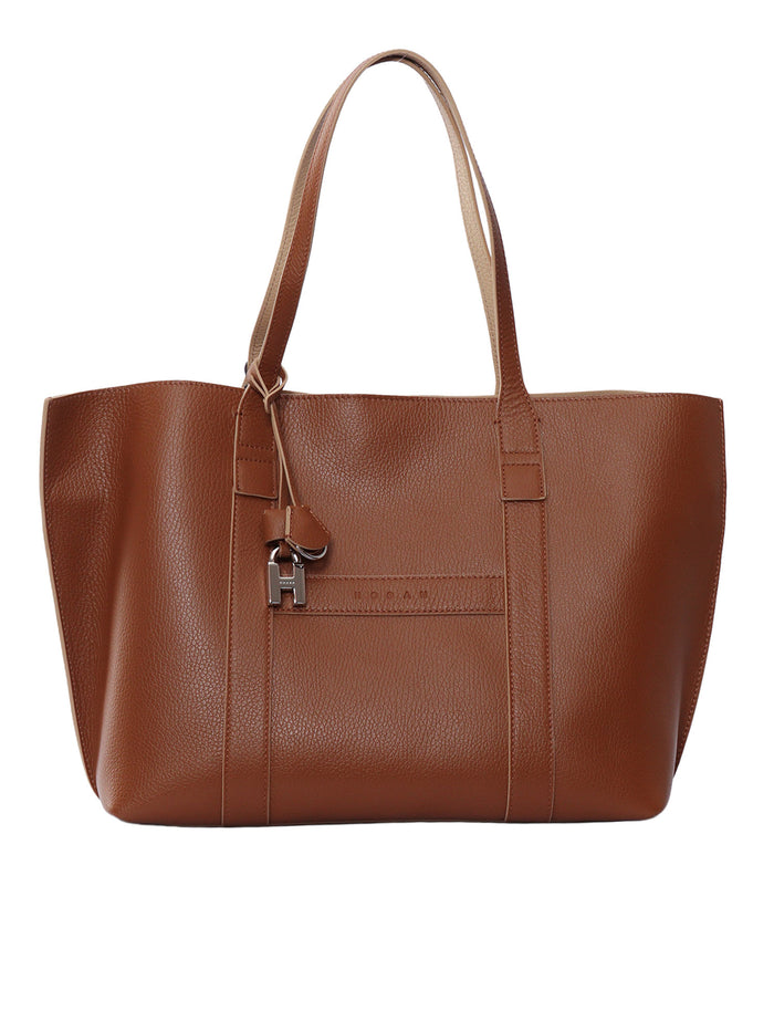 SCRIPT SHOPPING MEDIA BAG Brown Calfskin Handbag