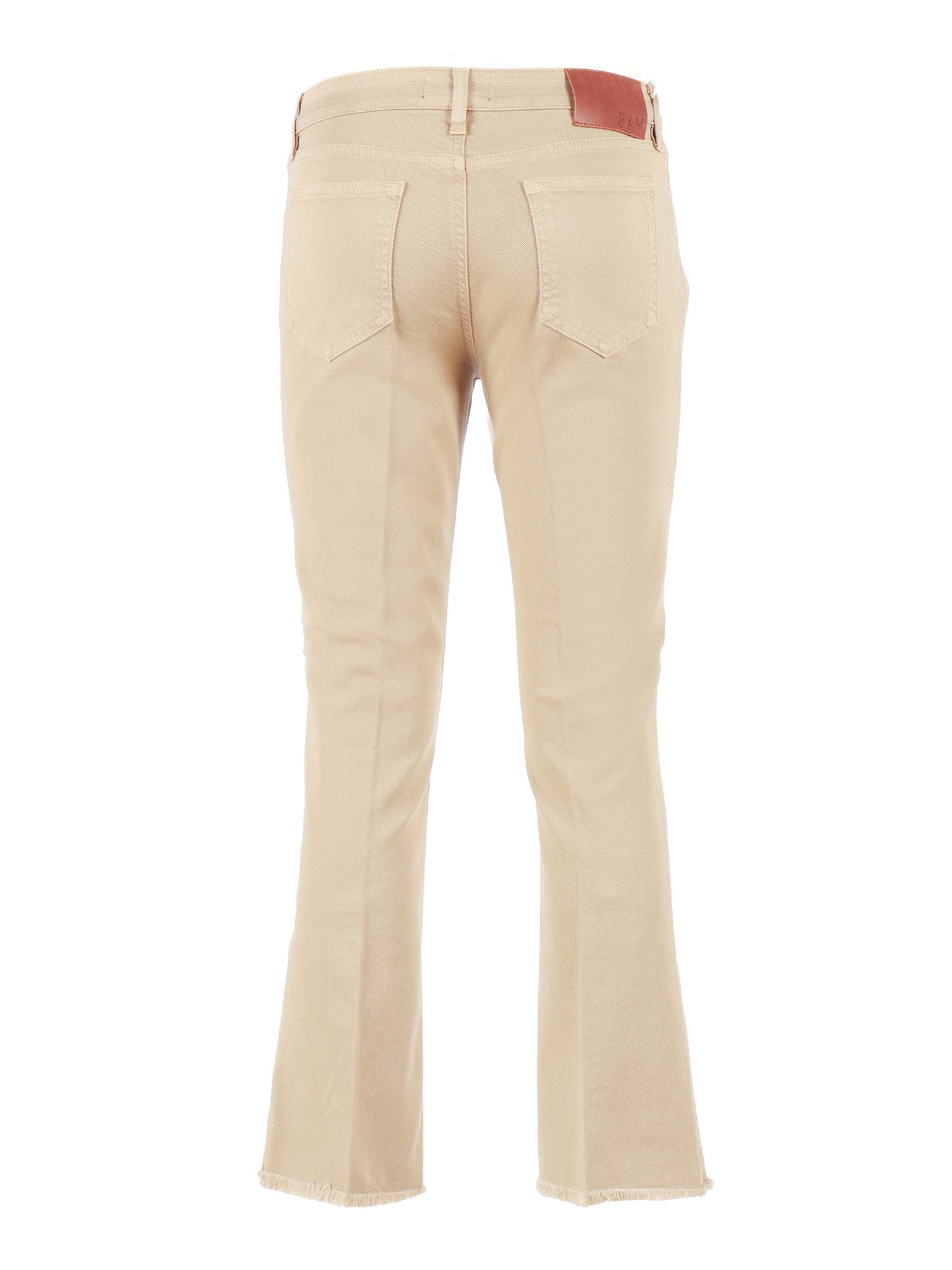 5 POCKET WITH FRINGE Beige Cotton Elastane Pant