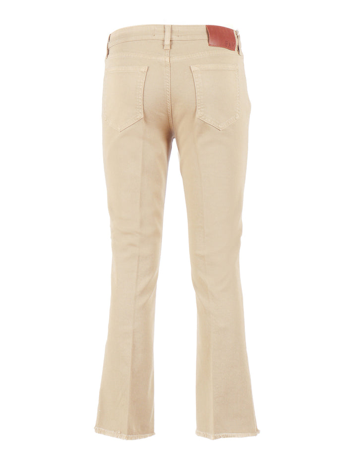 5 POCKET WITH FRINGE Beige Cotton Elastane Pant