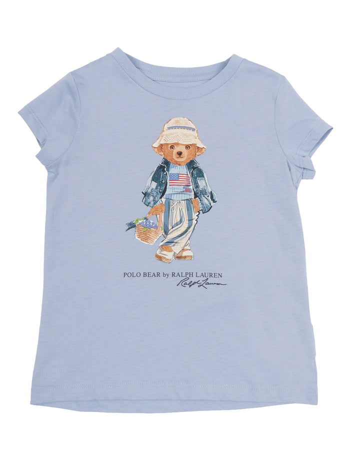 Knit-T-Shirt Blue Cotton Short Sleeves T-shirt