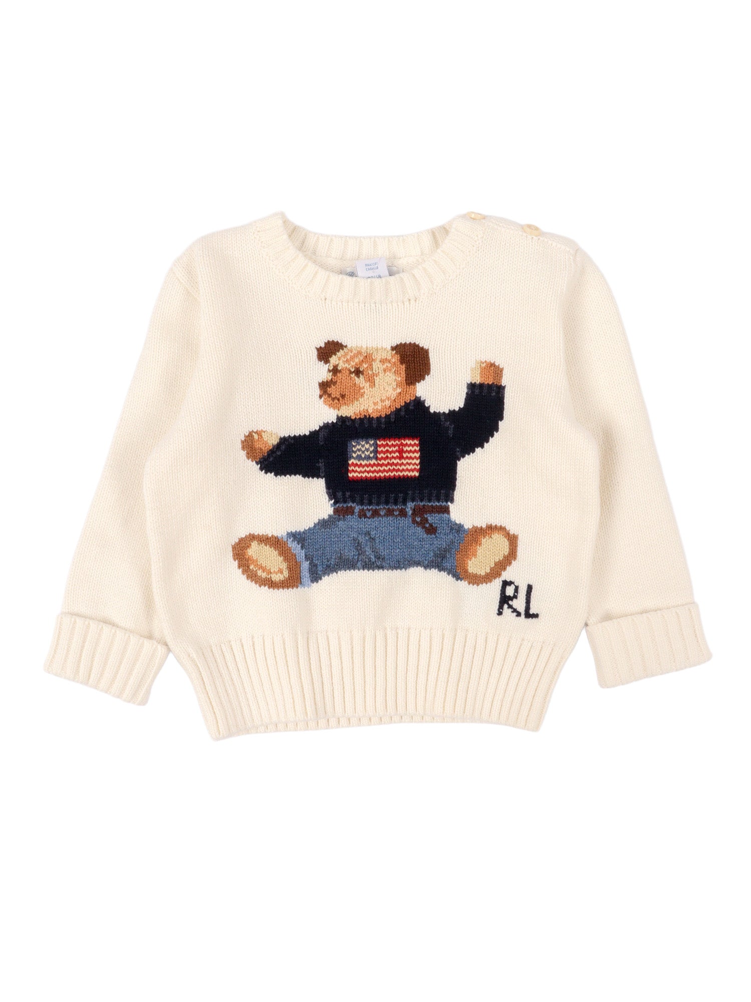 BEAR SWEATER-TOPS-SWEATER White Cotton Crewneck