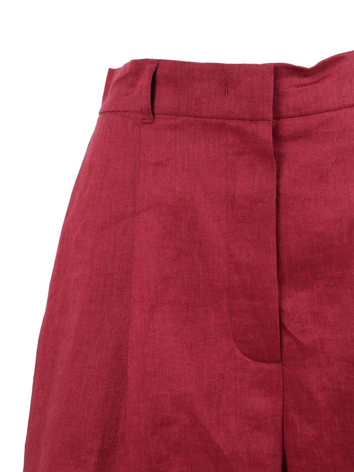 SHORTS Red Linen Lining Cotton