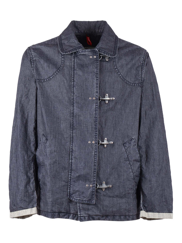 4 GANCI ARCHIVE COAT Blue Linen Jacket