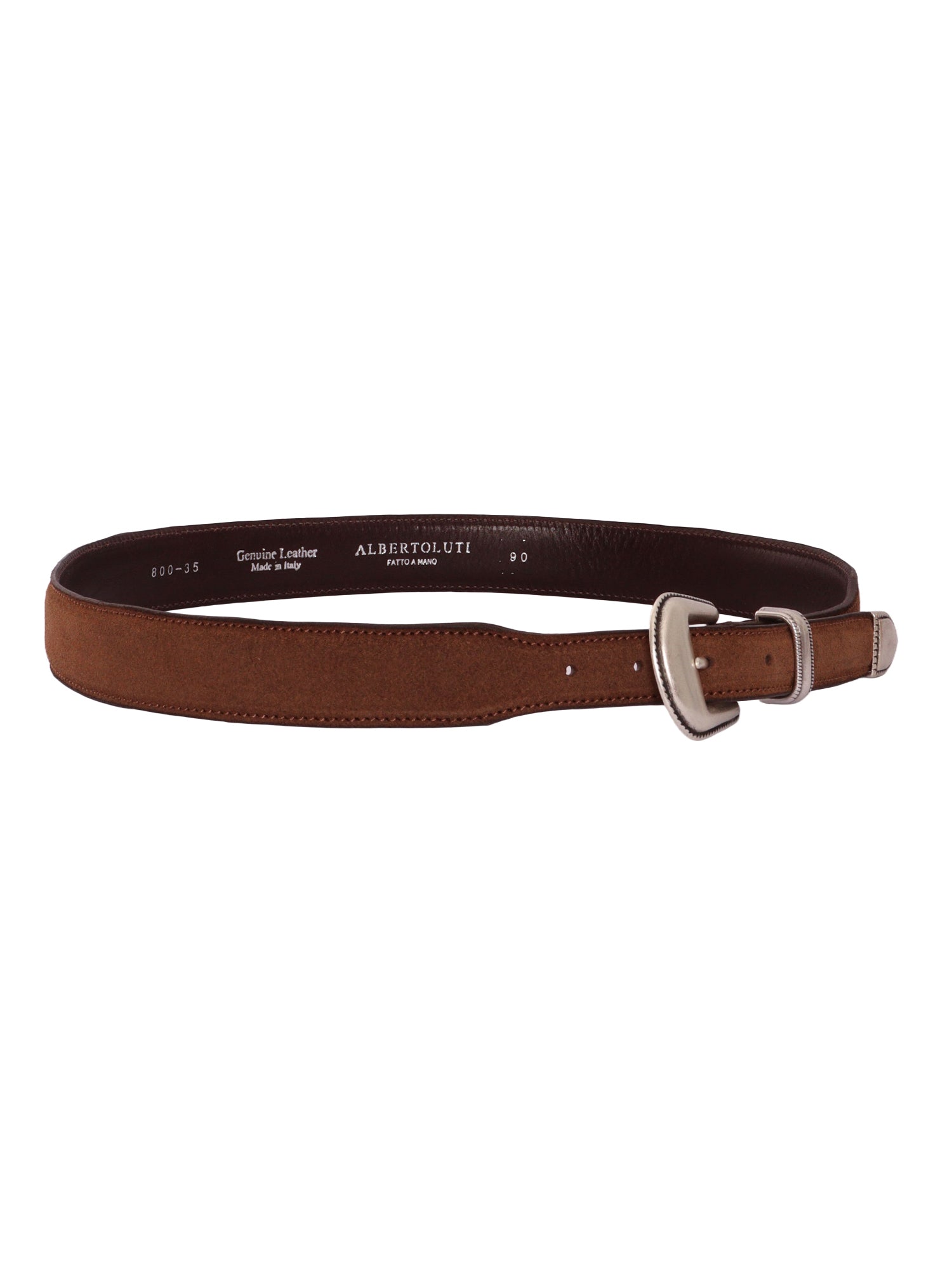 Garment-dyed double wrap belt with stud appliqu�s Brown Leather