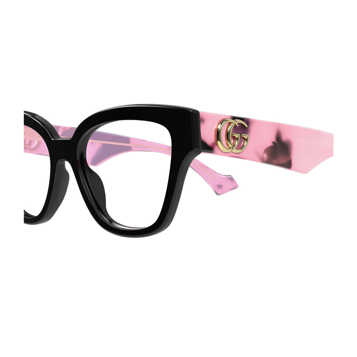 Gucci GG1424O Linea GG LOGO 012 Black Pink Transparent Nero Acetate Occhiali Da Vista