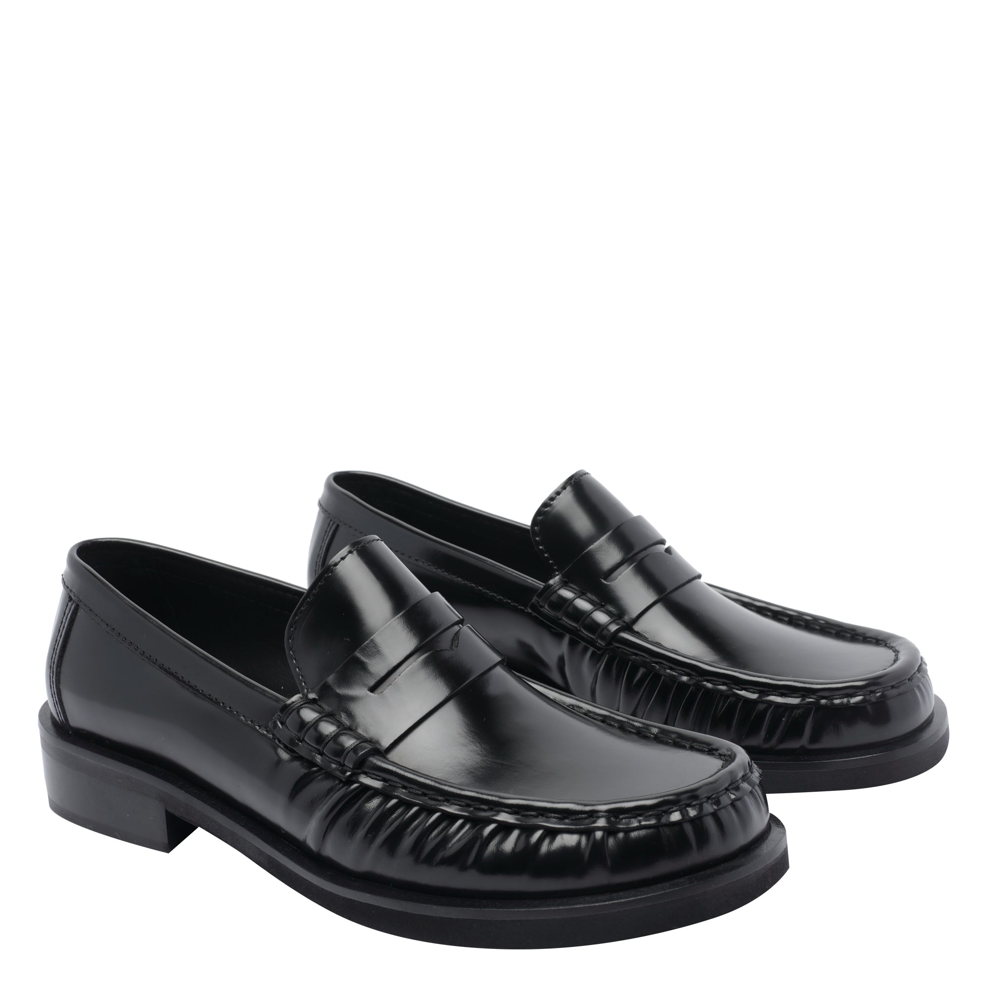 Poeve Flat Shoes Black Calf Leather/rubber Sole