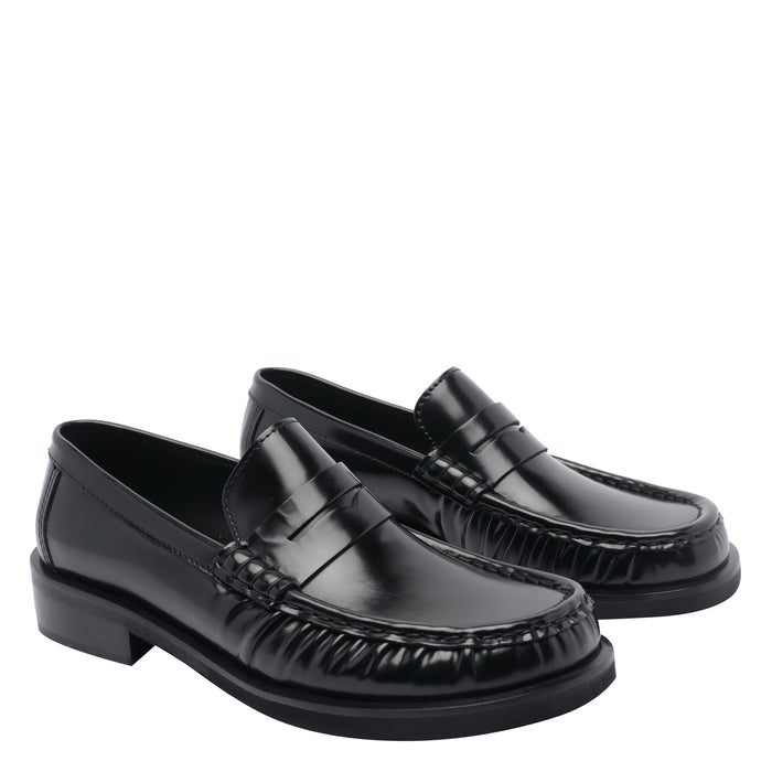 Poeve Flat Shoes Black Calf Leather/rubber Sole