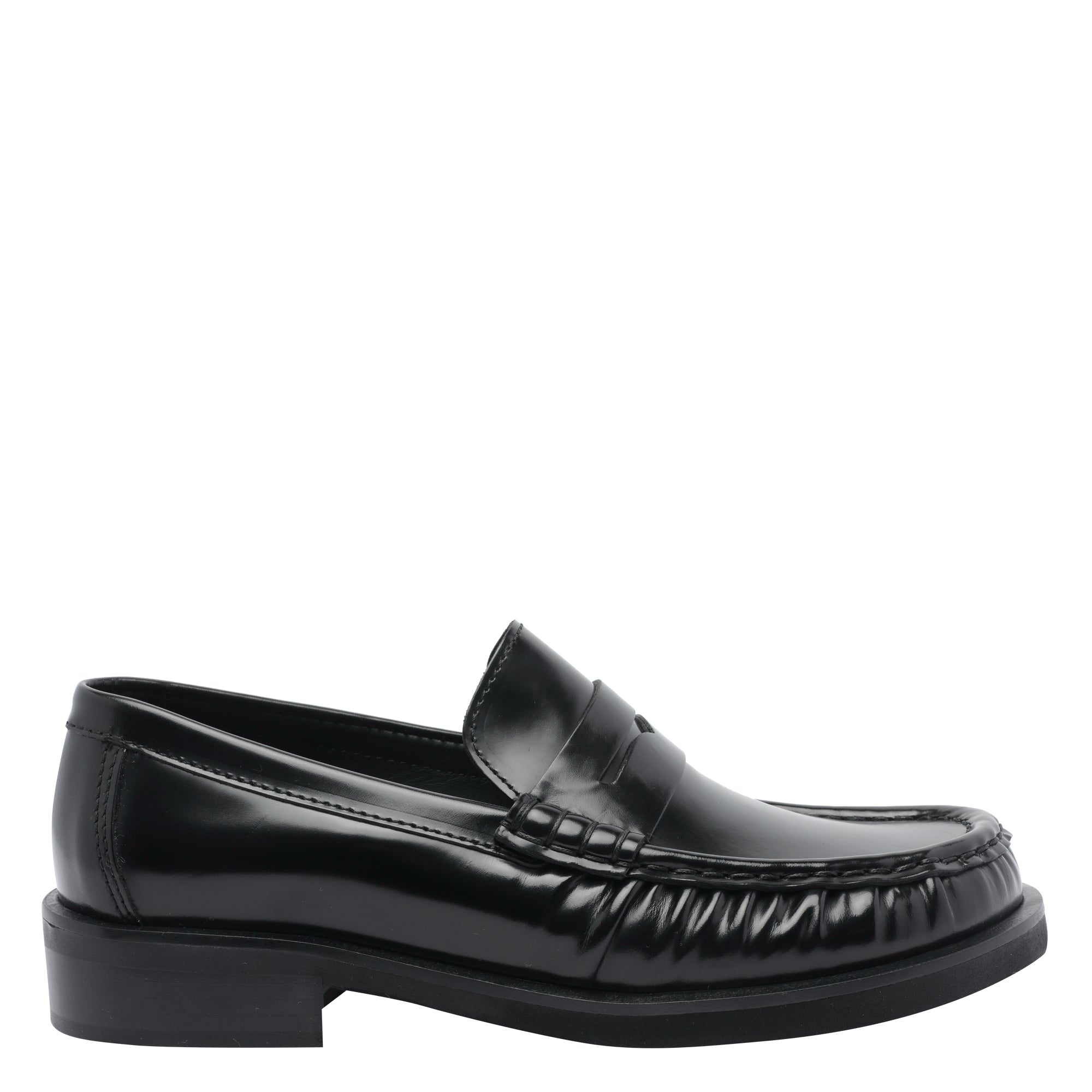 Poeve Flat Shoes Black Calf Leather/rubber Sole
