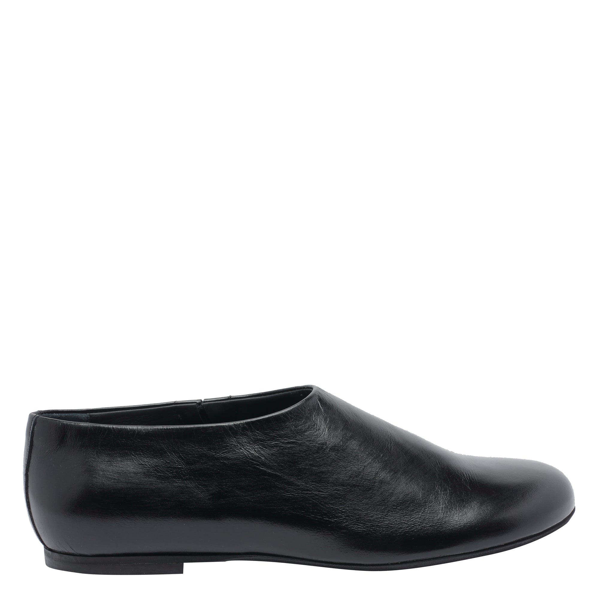 Poeve Flat Shoes Black Calf Leather/rubber Sole